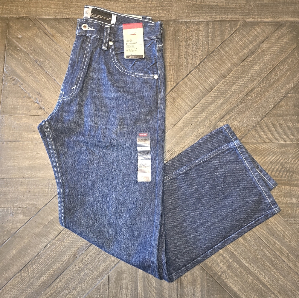Levi's 38x30 Silvertab Mens Straight Relaxed Dark Blue Dark Wash Jeans A36660001